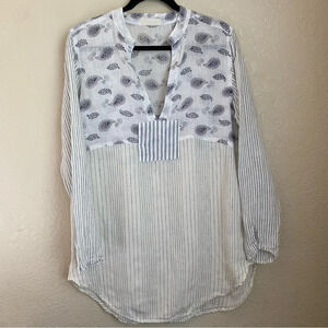 CP Shades long sleeve paisley 100%‎ linen tunic size XS oversized